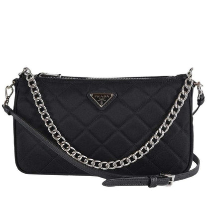 Quilted Tessuto Nylon Shoulder Bag in Black - image 1