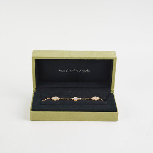 ITEM 22 - Van Cleef & Arpels Vintage Alhambra 5-Motif Yellow Gold, White Mother of Pearl Bracelet - photo 2