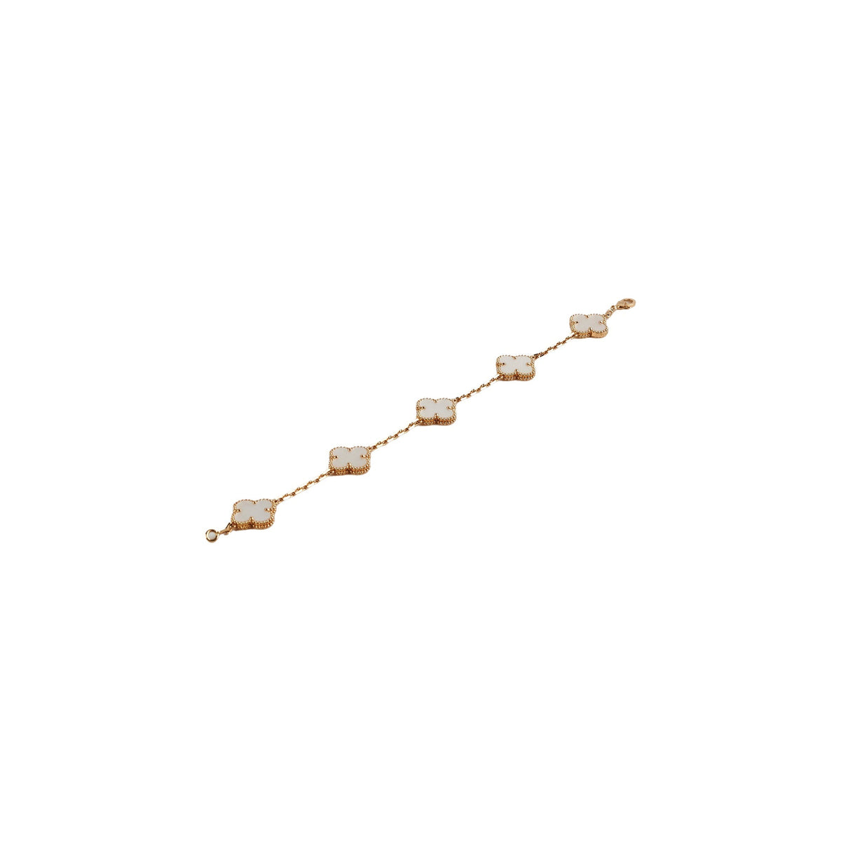 ITEM 22 - Van Cleef & Arpels Vintage Alhambra 5-Motif Yellow Gold, White Mother of Pearl Bracelet - photo 1