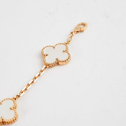 ITEM 22 - Van Cleef & Arpels Vintage Alhambra 5-Motif Yellow Gold, White Mother of Pearl Bracelet - photo 6