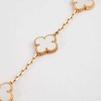 ITEM 22 - Van Cleef & Arpels Vintage Alhambra 5-Motif Yellow Gold, White Mother of Pearl Bracelet - photo 5