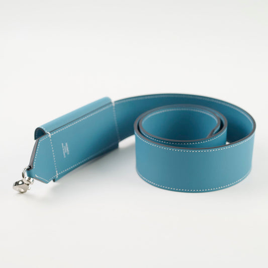 Hermes Kelly Pocket Bag Strap Blue Jeans - Stamp W - photo 2