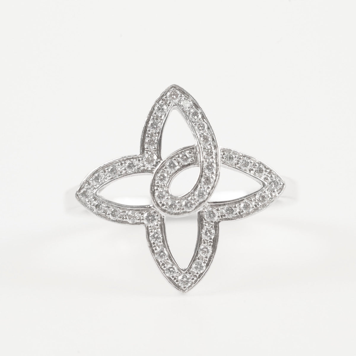 Louis Vuitton 18k White Gold Fleur Ring Size 54 - photo 4