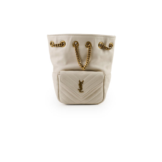 Saint Laurent Mini Joy Matelasse Leather Bucket Bag Cream - photo 1