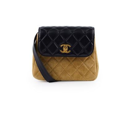 Chanel 25A Suede Mini Crossbody Black/Camel (Microchipped) - photo 1