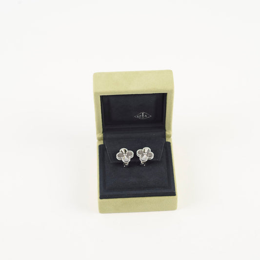 Van Cleef & Arpels Vintage Alhambra Guilloche Earrings WG - photo 2