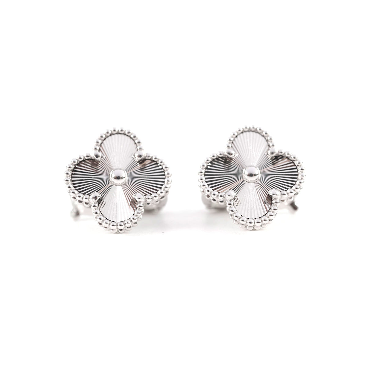 Van Cleef & Arpels Vintage Alhambra Guilloche Earrings WG - photo 1