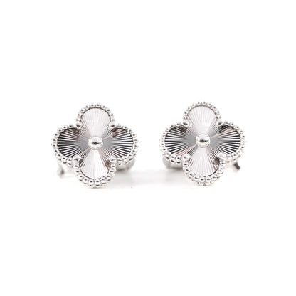 Van Cleef & Arpels Vintage Alhambra Guilloche Earrings WG - photo 1