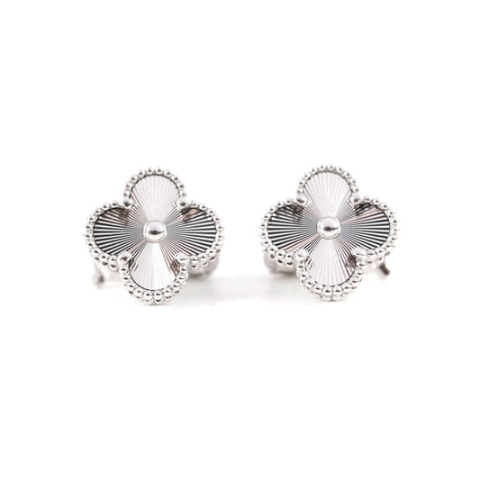 Van Cleef & Arpels Vintage Alhambra Guilloche Earrings WG - photo 1