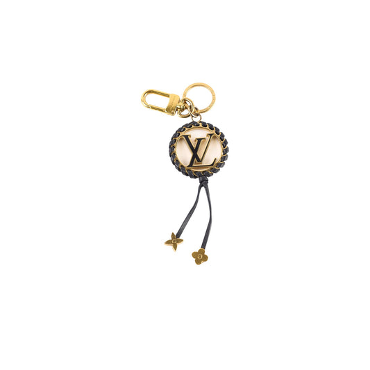 Louis Vuitton Very Bag Charm Key Holder Gold with Black Leather - photo 1