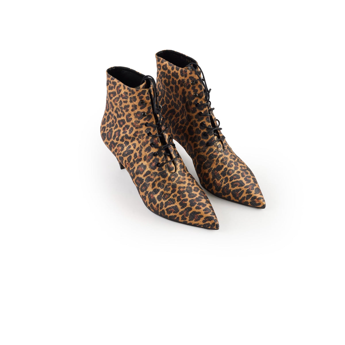 Saint Laurent Lace Up Leopard Boot Size 39 - photo 1