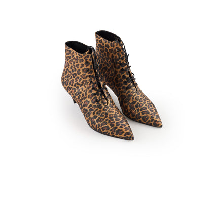 Saint Laurent Lace Up Leopard Boot Size 39 - photo 1