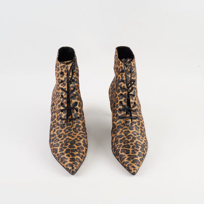 Saint Laurent Lace Up Leopard Boot Size 39 - photo 2