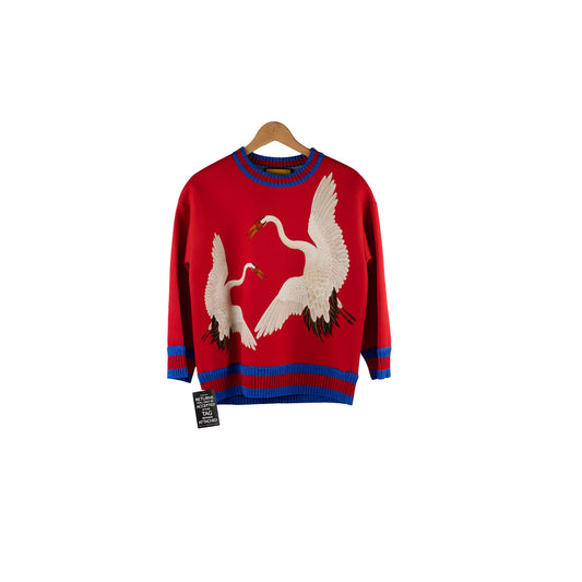 Gucci Red Heron Print Sweater Size Small - photo 1