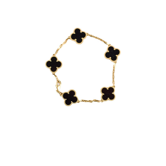 Van Cleef and Arpels Vintage Alhambra 5 Motif Onyx Bracelet - photo 1