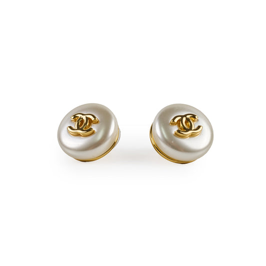 Chanel Black CC Pearl Earrings Costume Jewellery - photo 1
