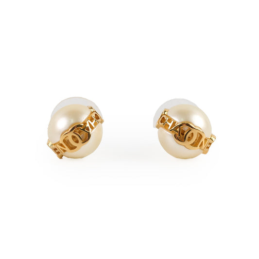 Chanel 23K CC Round Pearl Stud Earrings Costume Jewellery - photo 1