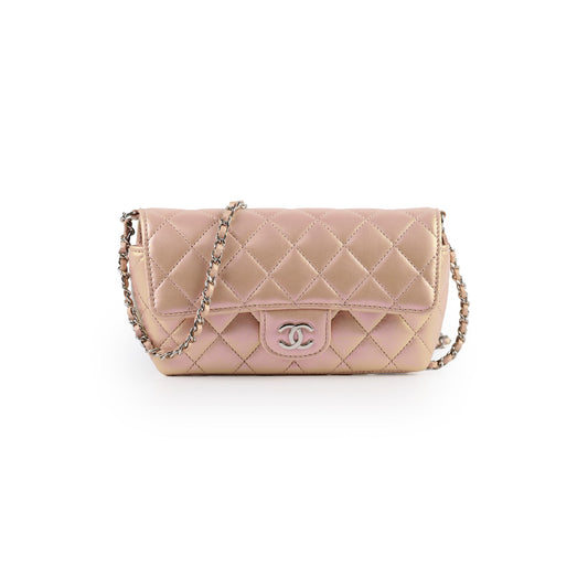 Chanel 21K Glasses Cases with Chain Lambskin Iridescent Pink - photo 1