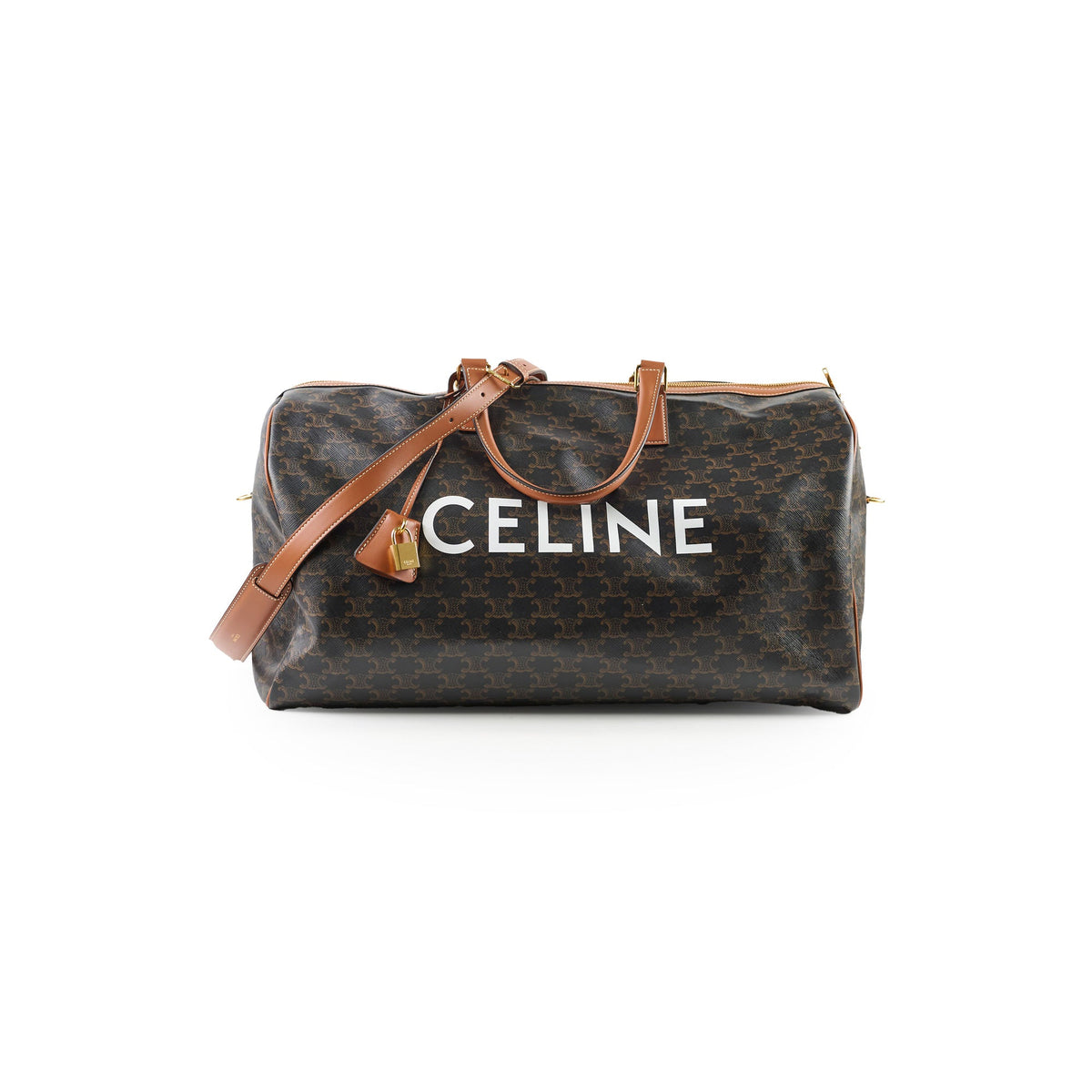 Celine Large Travel Bag Triomphe Canvas/Calfskin Leather Brown - photo 1