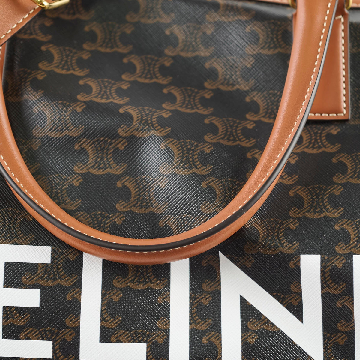 Celine Large Travel Bag Triomphe Canvas/Calfskin Leather Brown - photo 5