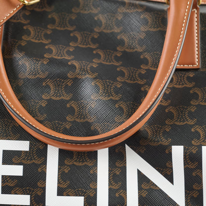 Celine Large Travel Bag Triomphe Canvas/Calfskin Leather Brown - photo 5