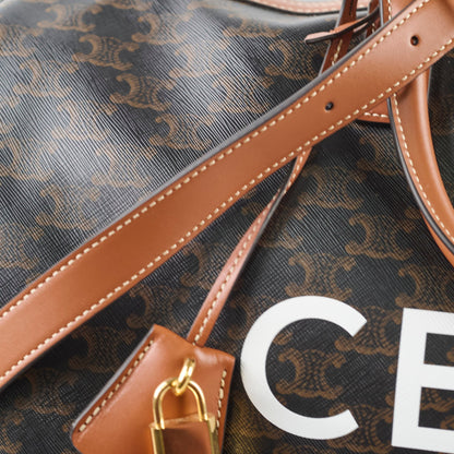Celine Large Travel Bag Triomphe Canvas/Calfskin Leather Brown - photo 6