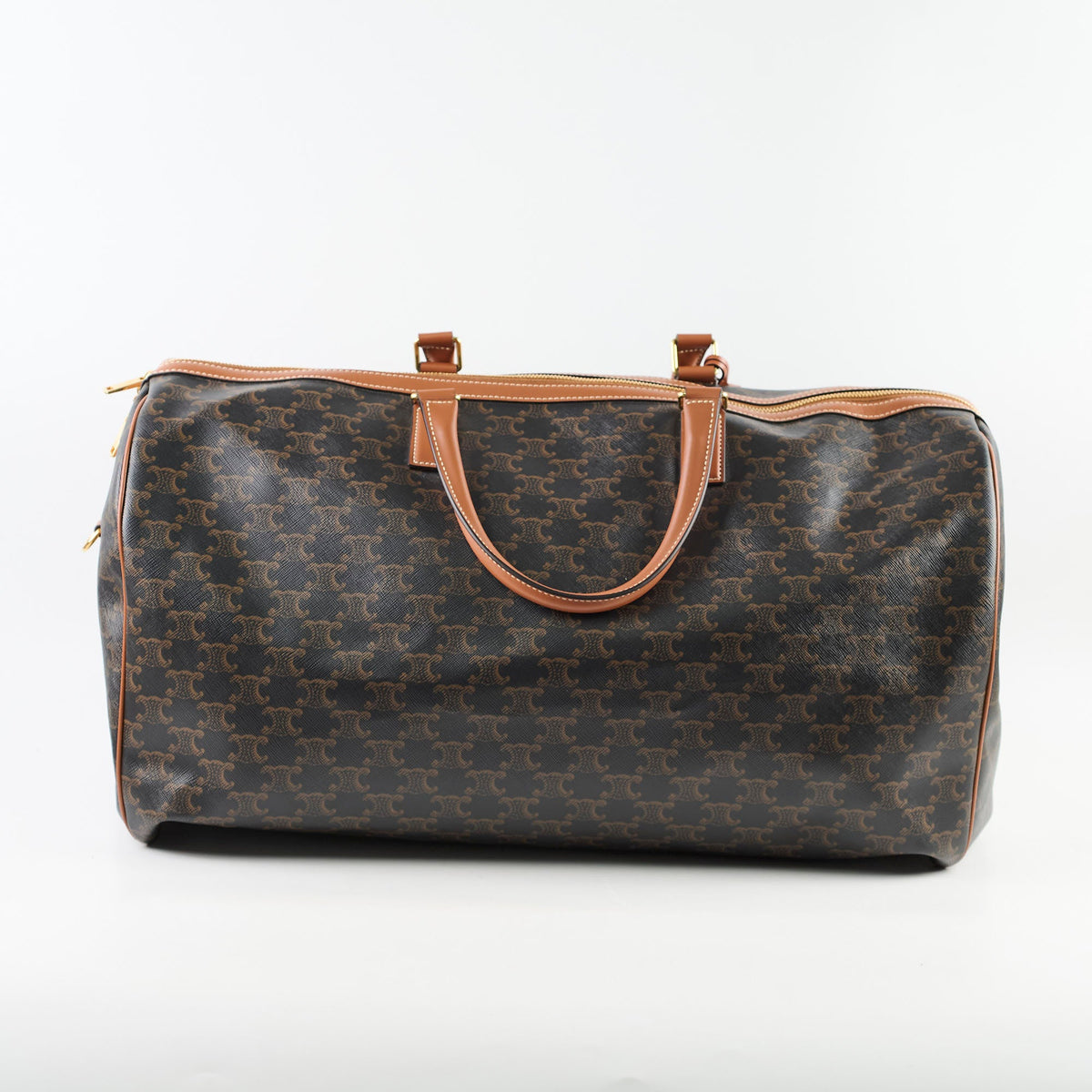 Celine Large Travel Bag Triomphe Canvas/Calfskin Leather Brown - photo 2