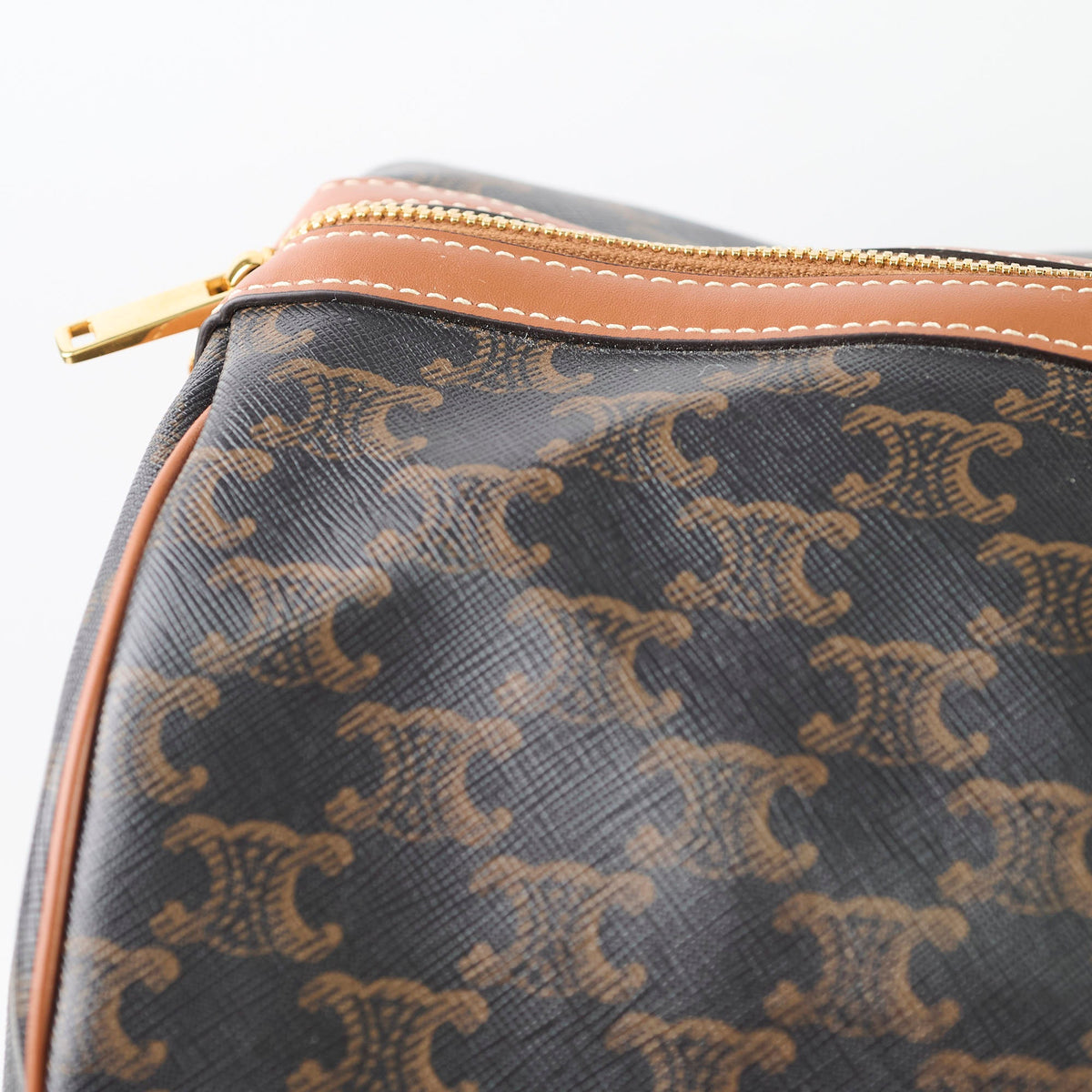 Celine Large Travel Bag Triomphe Canvas/Calfskin Leather Brown - photo 7