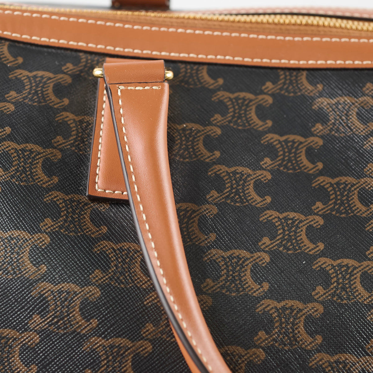 Celine Large Travel Bag Triomphe Canvas/Calfskin Leather Brown - photo 8