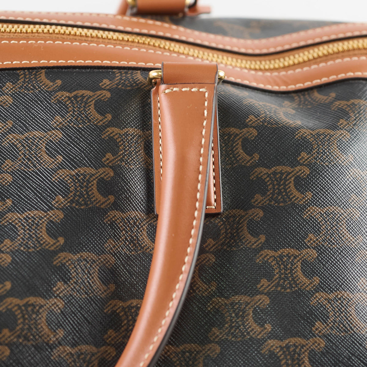 Celine Large Travel Bag Triomphe Canvas/Calfskin Leather Brown - photo 9