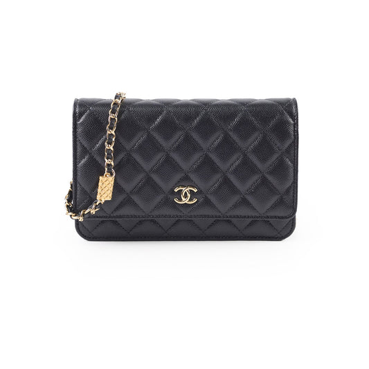 Chanel Caviar Charm Wallet on Chain WOC Black GHW Microchipped - photo 1