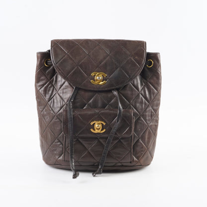 Chanel 24K Vintage Duma Backpack Lambskin Dark Brown - photo 2