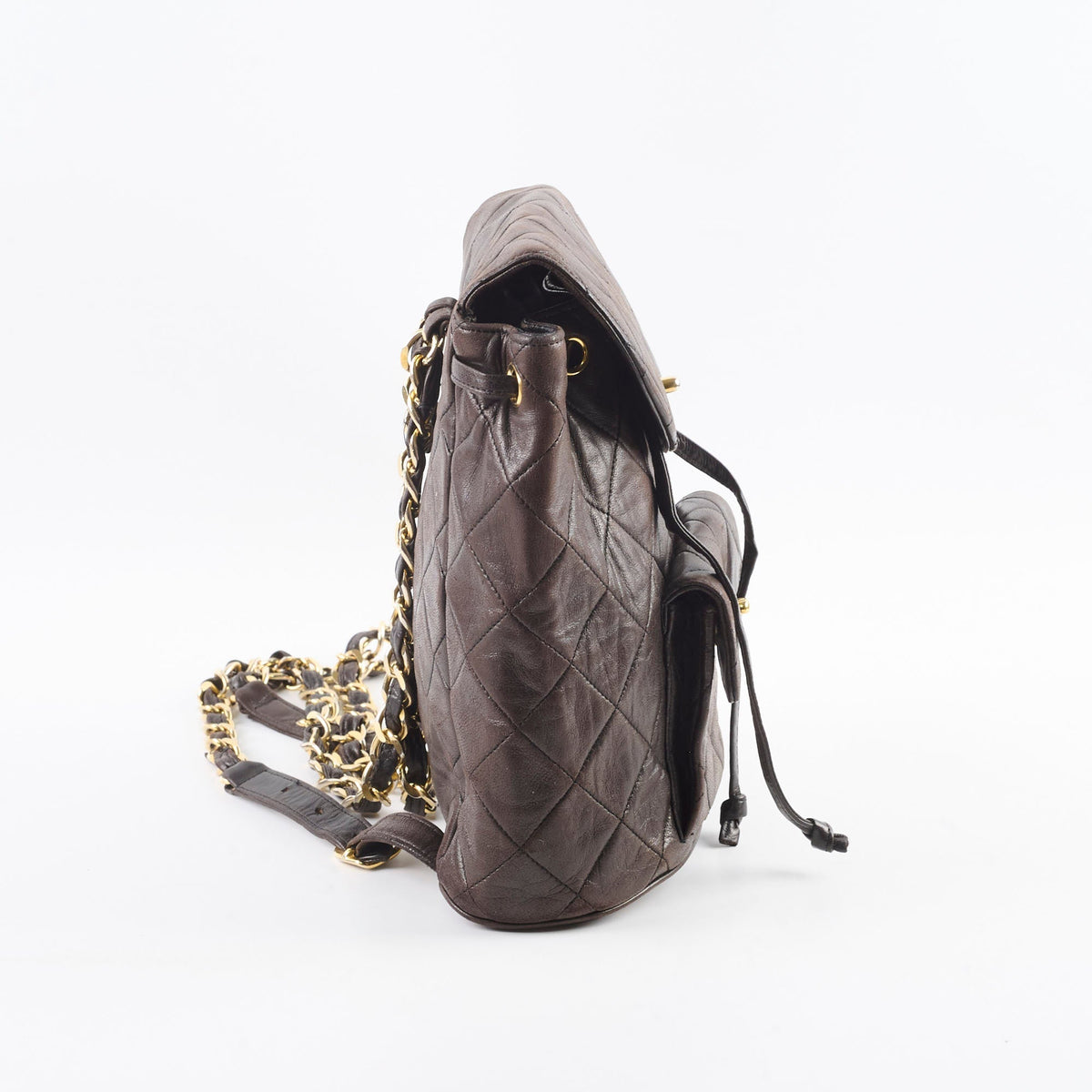 Chanel 24K Vintage Duma Backpack Lambskin Dark Brown - photo 4