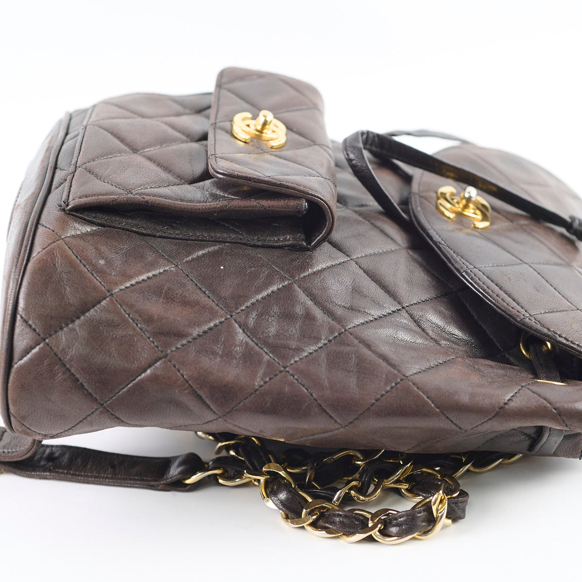 Chanel 24K Vintage Duma Backpack Lambskin Dark Brown - photo 5