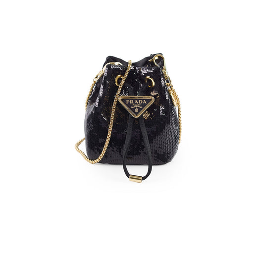 Prada Micro Bucket Bag Sequins Black - photo 1