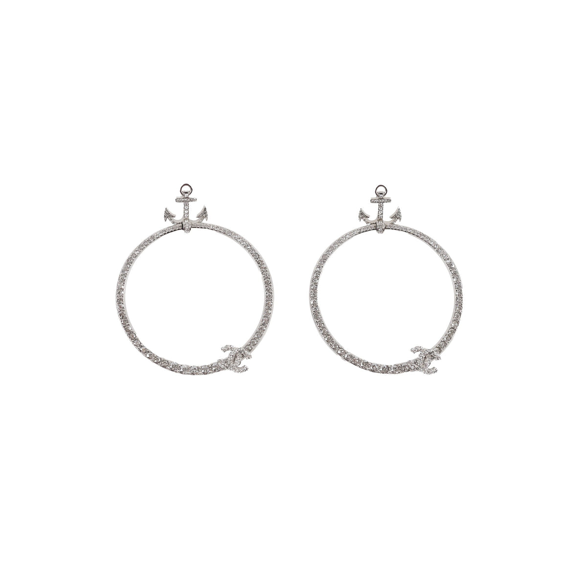 Chanel Metiers D'art Paris Hamburg 2017/18 Crystal Anchor Hoop Earrings Costume Jewellery - photo 1