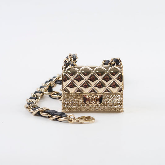 Chanel Micro Flap Chain Belt with Light Gold Metal & Leather - photo 2