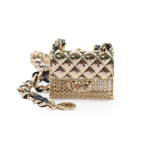 Chanel Micro Flap Chain Belt with Light Gold Metal & Leather - photo 1