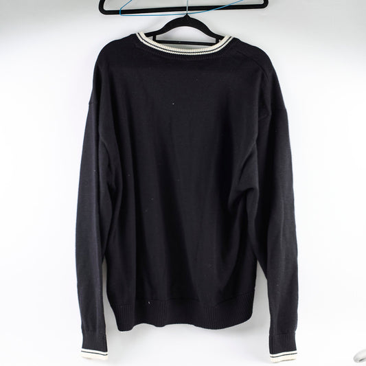 Celine Triomphe V Neck Wool Jumper Black - Size XL - photo 2