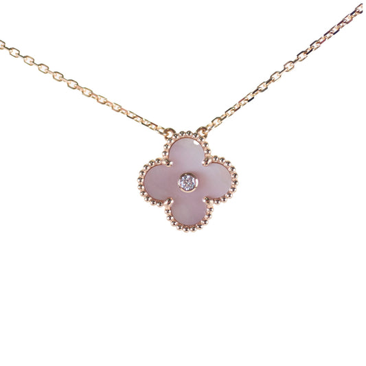 Van Cleef & Arpels 2025 Holiday Vintage Alhambra Pendant, Rose Gold, PINK Mother-of-Pearl, Diamond - photo 1