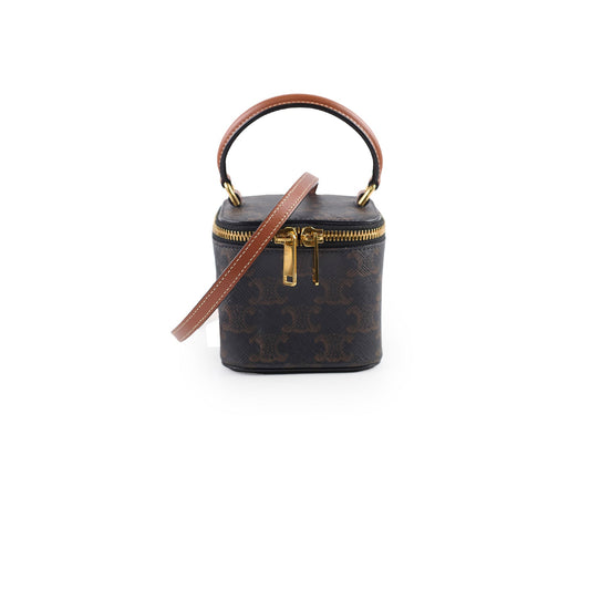Celine Triomphe Mini Vanity Canvas with Top Handle Brown - photo 1