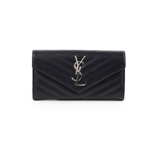 Saint Laurent Cassandre Envelope Flap Wallet Black - photo 1