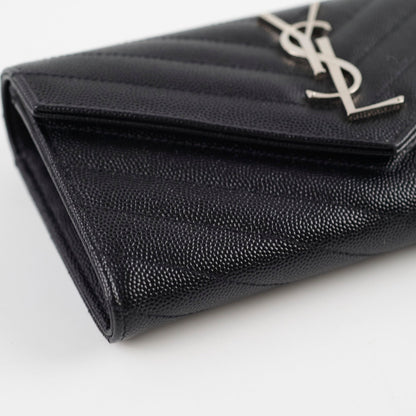 Saint Laurent Cassandre Envelope Flap Wallet Black - photo 9