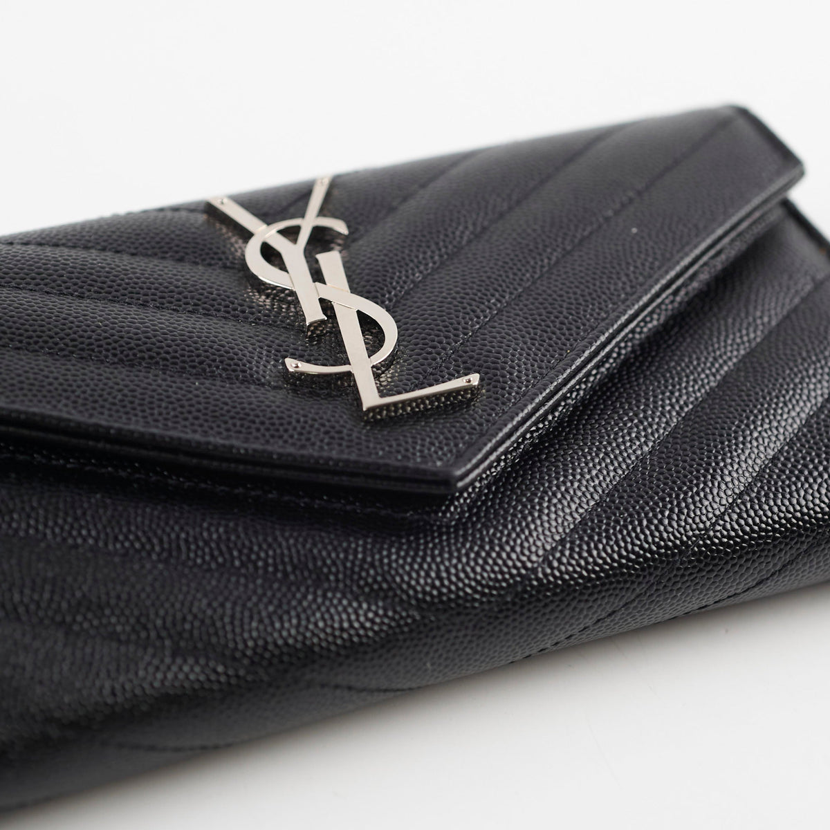 Saint Laurent Cassandre Envelope Flap Wallet Black - photo 10