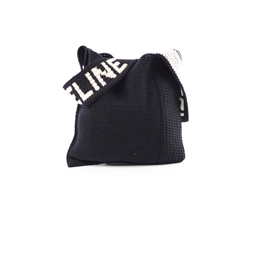 Celine Hand-Crocheted Black Cotton Shoulder Bag - photo 1