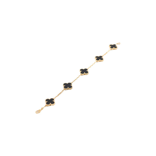 Van Cleef & Arpels 5 Motif Bracelet Yellow Gold Onyx - photo 1