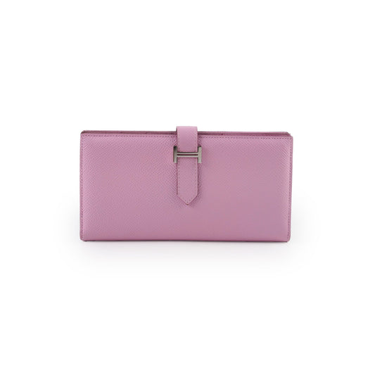 Hermes Bearn Soufflet Long Wallet Pink Epsom Leather - Z stamp - photo 1