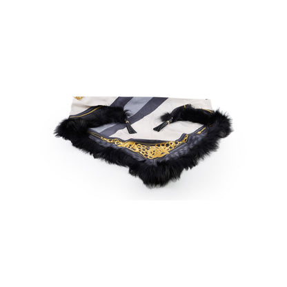 Gucci Silk Triangle, Fox Fur Trim Navy - photo 1