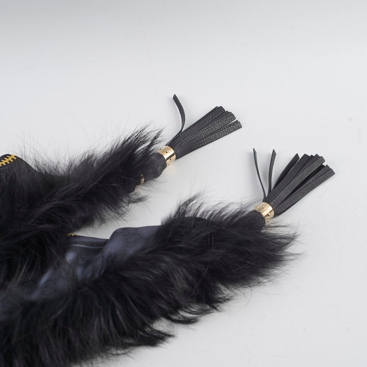 Gucci Silk Triangle, Fox Fur Trim Navy - photo 4