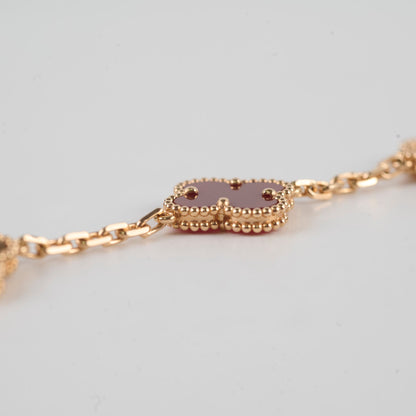 Van Cleef & Arpels 5 Motif Vintage Alhambra Guilloche & Carnelian Bracelet Rose Gold - photo 7